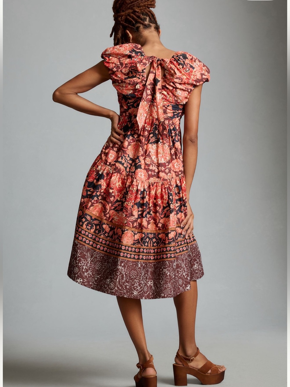 Anthropologie Printed V-Neck BabyDoll Dress - size 8 - Picture 4 of 14